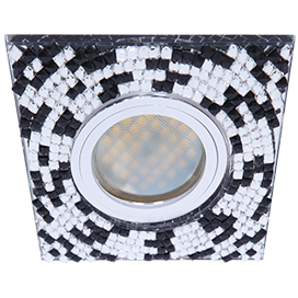 Светильник потолочный встраив. MR16 GU5.3, "Glass Ecola DL1658" встр. квадрат с черной мозаикой 28x95x95мм