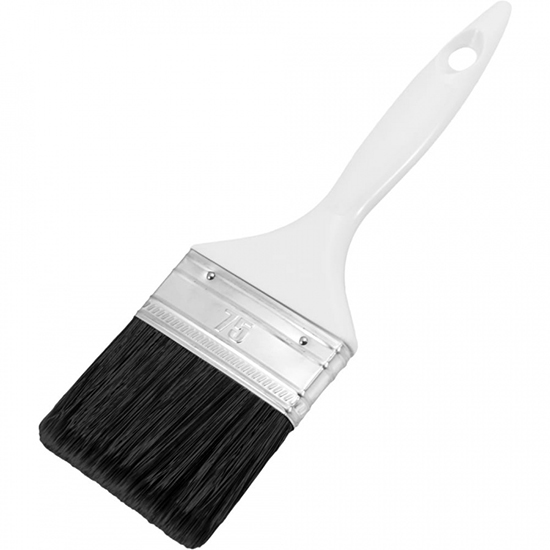 Кисть 75*15мм плоская, черная смешанная искусственная щетина, 2К прорезиненная ручка, DECOR