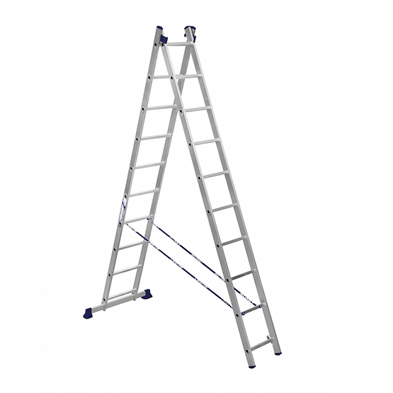 Лестница-стремянка "Алюмет" алюминиевая Н2-10, 2 секции длиной по 2,82м