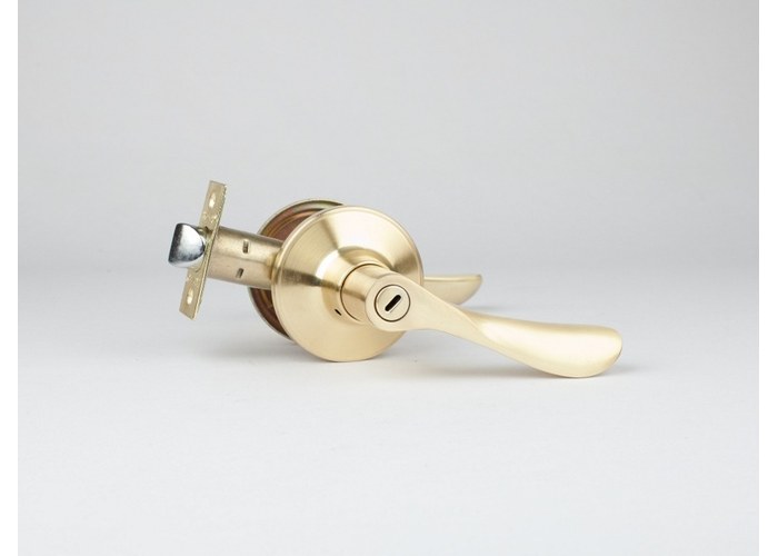 Ручка дверная "ЗВ3-03", нажимная, фиксатор, "Золото матовое"