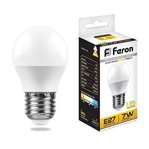 Лампа светодиодная "FeronLB-95" Е27, 7Вт, 220В, 6400К, шар