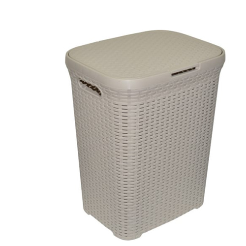Корзина для белья "Ротанг" 40л, с крышкой, латте
