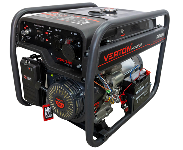 Установка генераторная бензиновая GG8500ES, 230В, 7,0-7,5 кВт, ручной и электрич. стартер, "VERTON POWER"