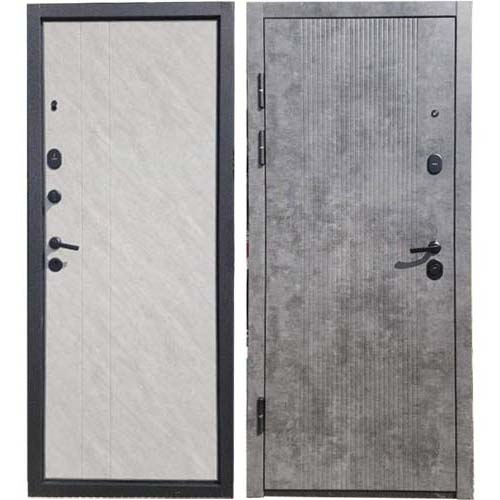 Дверь входная "Гелиос", 960*2050*85мм, левая,МДФ  "Бетон темный/Мрамор серый" Прим Восток