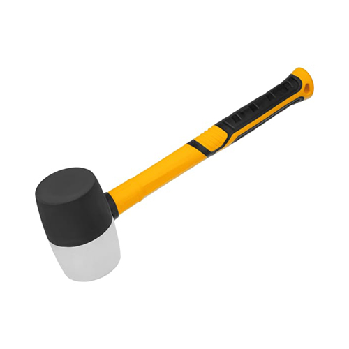 Киянка "Denzel" резиновая чёрно-белая 450г, фибергласовая рукоятка с TPR покрытием