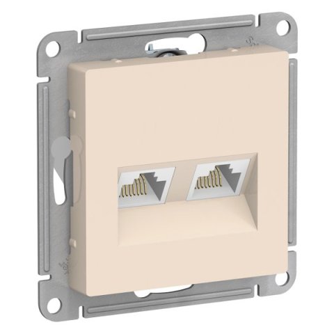 Розетка двойная компьютерная RJ45+RJ45, кат.5E, механизм (без рамки), ATLASDESIGN бежевая