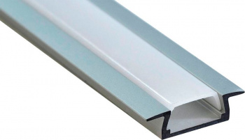 Профиль AL CAB251 для светодиодной ленты 12В, встраиваемый, 2м, матовый рассеиватель серебро, без крепежей