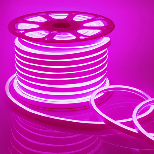 Светодиодный неон, мини, 220В, 5,5Вт/м , smd2835, 120д/м , IP65, 8*16мм, роз