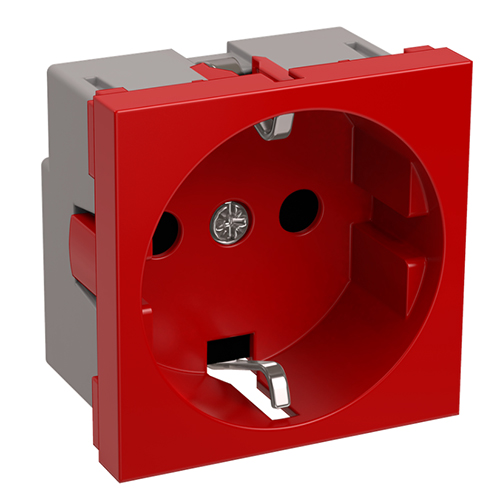 Розетка силовая 2-я с заземляющим контактом, 2 модуля, красная для кабель-канала "Праймер" РКС-20-32-П-К "ИЭК"