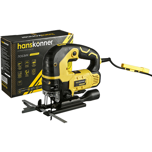 Лобзик элект. Hanskonner, HJS0810MQL 850Вт, 100/8мм(дер/мет), 800-3000об/мин, МЕТАЛЛ РЕДУКТОР,быстрая рег.угла пропила, алюм.опора