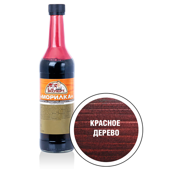 Пропитка "Эксперт" защитно-декоративная тонирующая "Морилка" 0,5л, "Красное дерево"
