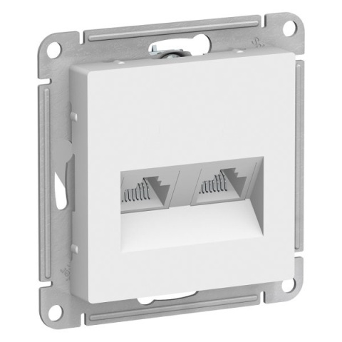 Розетка двойная компьютерная RJ45+RJ45, кат.5E, механизм (без рамки), ATLASDESIGN белый