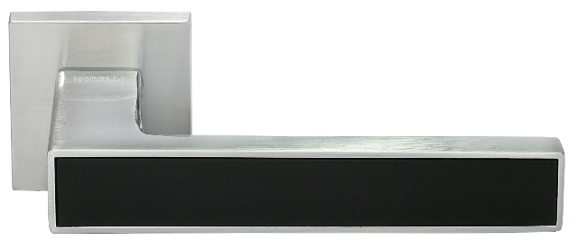 Ручка дверная &quot;DIY MH-48-S6 SC/BL&quot;, нажимная, квадратная накладка, &quot;Матовый хром,черный&quot;