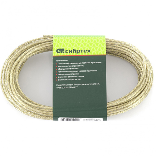 Трос металлополимерный прозрачный "Сибртех ПР-3.0", d3мм, 20п.м