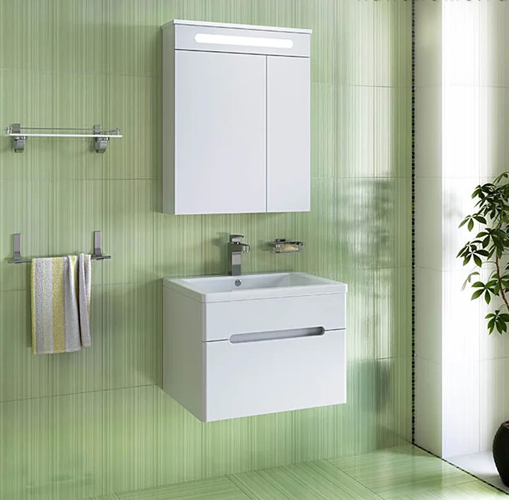 Тумба &quot;Парма 75&quot; белая с умывальником &quot;Omega 75&quot;, подвесная