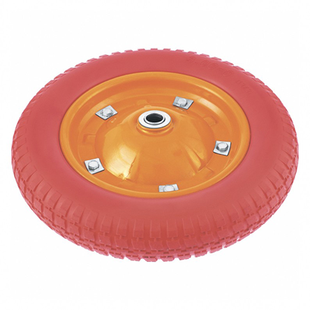 Колесо для тачки "Palisad", d335/16мм, втулка 90мм, полиуретановое, оранжевый