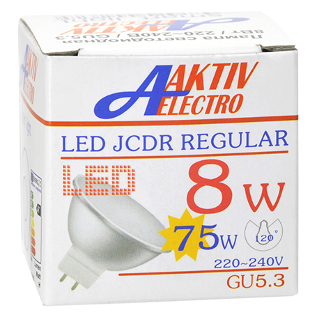 Лампа светодиодная  8Вт GU5.3 220В 4000K 700Лм LED-JCDR-Regular "AKTIV ELECTRO"