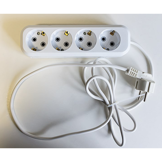 Удлинитель, 4 розетки с заземлением, длина 2м У10-003