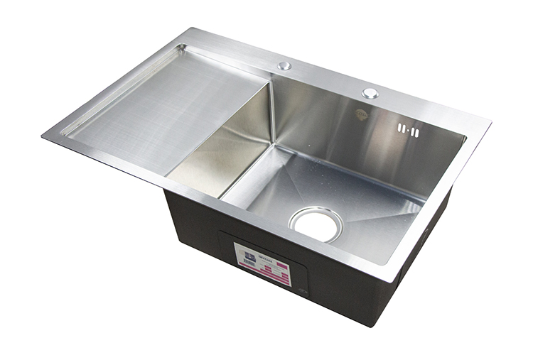 Мойка нержавеющая врезная 780*510*200*0,8мм "Okatana", с выпуском 3 1/2, с сифоном, левая, сатин