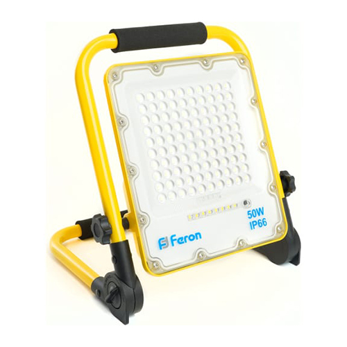 Прожектор светодиодный аккум. "Feron", "LL951", 50Вт, 6400К, 1000Лм, 10Ah, 220В, IP66 переносной