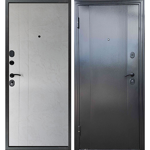 Дверь входная "Гелиос", 960*2050*85мм, левая, металл -"Антик серебро", МДФ "Бетон светло-серый" Прим Восток