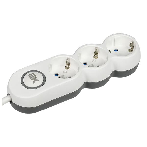 Удлинитель "У03В" 3 мест с заземляющим контактом, длина 3 метра, 16А/250В UNO   "ИЭК"