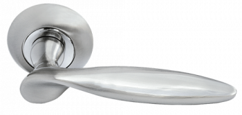 Ручка дверная "MH-09 SN", нажимная, круглая накладка, "Белый никель"