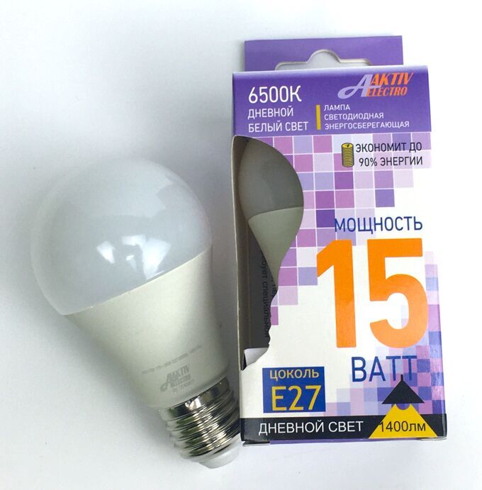 Лампа светодиодная A60 15Вт Е27 220-240В 6500К 1400Лм LED-A-Regular "AKTIV ELECTRO"
