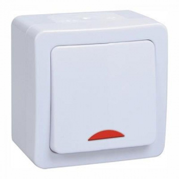 Выключатель 1-кл цвет клавиши белый, с индикатором "Гермес Plus" IP54 ВС20-1-1-ГПБ "ИЭК"