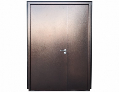 Дверь входная противопожарная двухстворчатая , 1200*2050*50мм, левая, металл -"Техническая медь", Город Мастеров