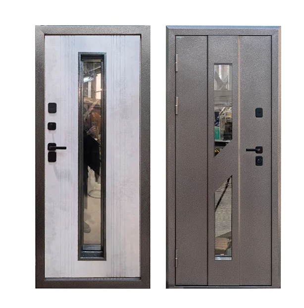 Дверь входная "Медверь 4.0",960*2050*120мм, левая,металл -"Черное серебро",МДФ 10мм "Бетон известковый", стеклопакет