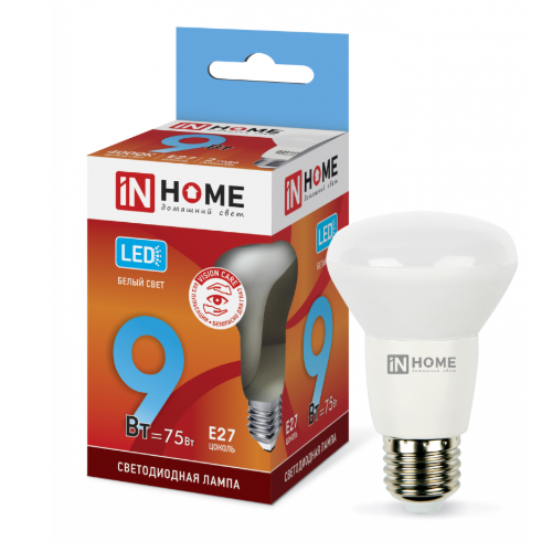 Лампа светодиодная 220В  9Вт Е27 R63 4000К 720Лм LED-R63-VC "IN HOME"