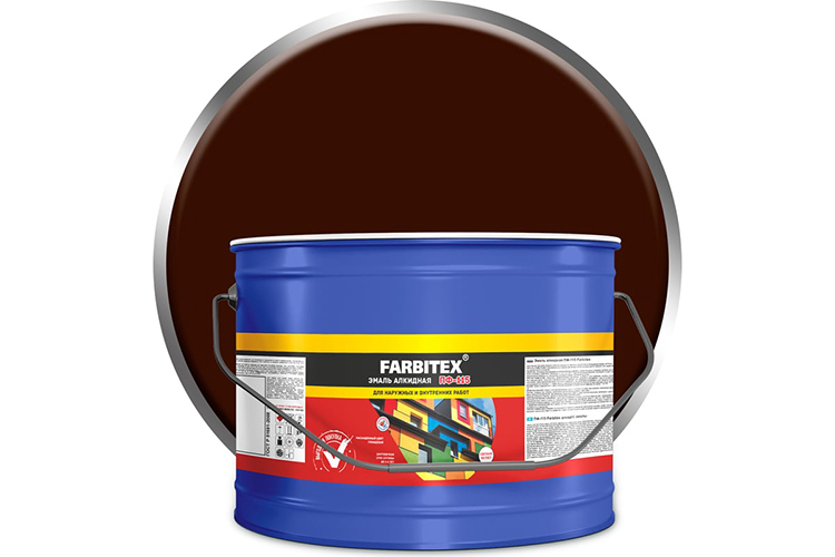 Эмаль алкидная шоколадная ПФ-115 "FARBITEX", 10кг