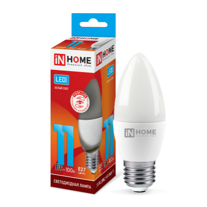 Лампа светодиодная 11Вт Е27 230В 4000К 1050Лм LED-СВЕЧА-VC  &quot;IN HOME&quot;