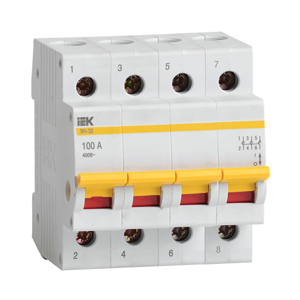 Выключатель нагрузки, ВН-32 4Р 100А (мини-рубильник) "ИЭК"