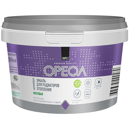Эмаль акриловая матовая для радиаторов белая "Ореол", 0,5кг