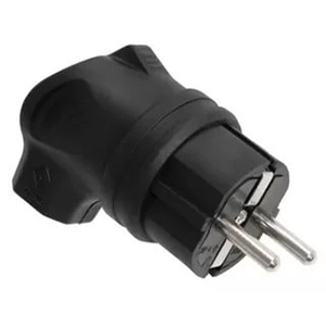 Вилка угловая каучуковая 2P+PE 16А/250В IP44, чёрная,  Омега "ИЭК"