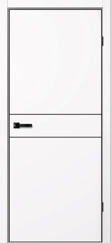 Дверное полотно &quot;N03&quot;, 700*2000*38мм, глухое, ПВХ  &quot;Эмалит белый, черная ал.кромка 4-х&quot; ФлайЛорс, защелка магнитная