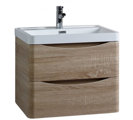 Тумба &quot;Сиэтл 60&quot;, 600*480*560мм, дуб сонома с умывальником &quot;Фостер 60&quot;, подвесная