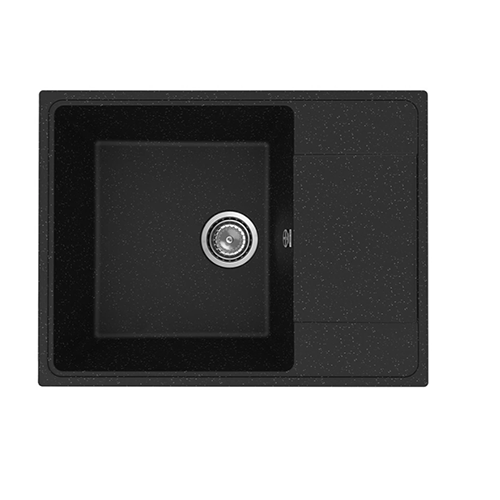 Мойка из искусственного гранита "Practik", 650*495*180мм "прямоугольная с крылом", черный оникс, без сифона