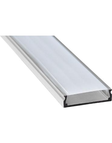Профиль CAB263 для светодиодной ленты 12В, накладной-широкий, 2м, матовый рассеиватель, серебро, 2 заглушки, 4 крепления