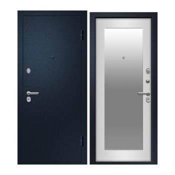 Дверь входная "Турмалин",960*2050*70мм,правая,металл - "Букле черный",МДФ "Силк зефир зеркало"