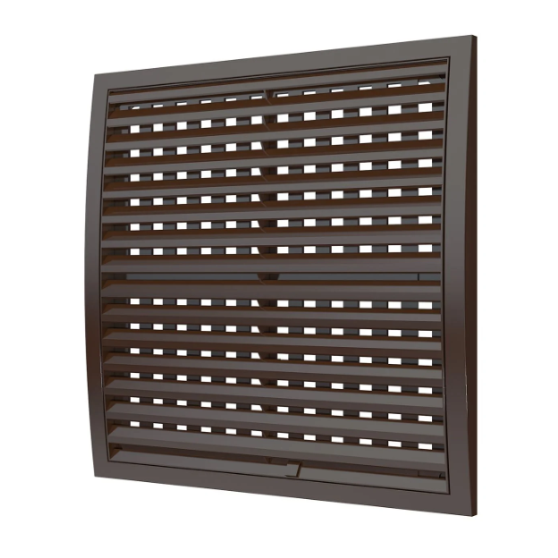 Решетка наружная накладная пластиковая вентиляционная 350*350, регулируемая, разъёмная, коричневая ASA
