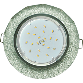 Светильник потолочный GX53 H4 5313 Glass Ecola Стекло Круг с вогнутыми гранями хром - серебряный блеск 38x126 (к+)  [FS53RCECH.]