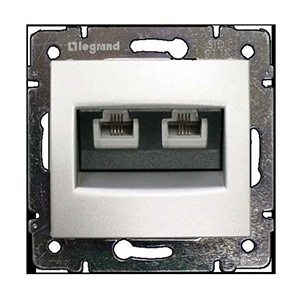 Розетка, ТЛФ 2-ая, "Valena Legrand", скрытой проводки, белая (без рамки)