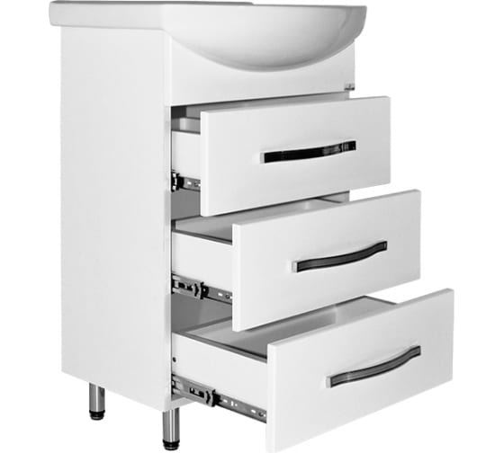 Тумба "Диамант-55", 550*430*860мм, с умывальником "Элеганс 55", белая