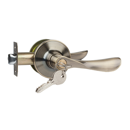 Ручка дверная "ЗВ3-01", нажимная, ключ - фиксатор, "Бронза"