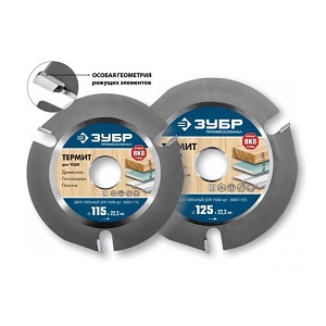 Диск пильный по дереву для УШМ 125*22,2мм 3 резца, "Зубр Термит"