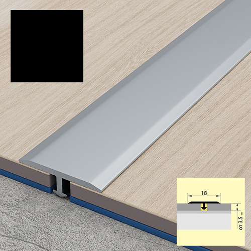 Порожек Т-образный 18*1800мм ( укороченная ножка) "Черный матовый"