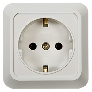 Розетка 1-ая "IN HOME Bolleto" с заземлением, накладная, белая, 7028